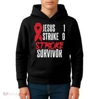Jesus 1 Stroke 0 Stoke Awareness Stroke Survivor Kids Hoodie thumb 4
