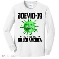 Joevid 19 The Virus That Killed America Funny Joe Biden Kids Long Sleeve Shirt thumb 0