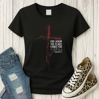 Jeremiah 2911 Christian Religious Faith Verse Cross Graphic Women's T-Shirt thumb 3