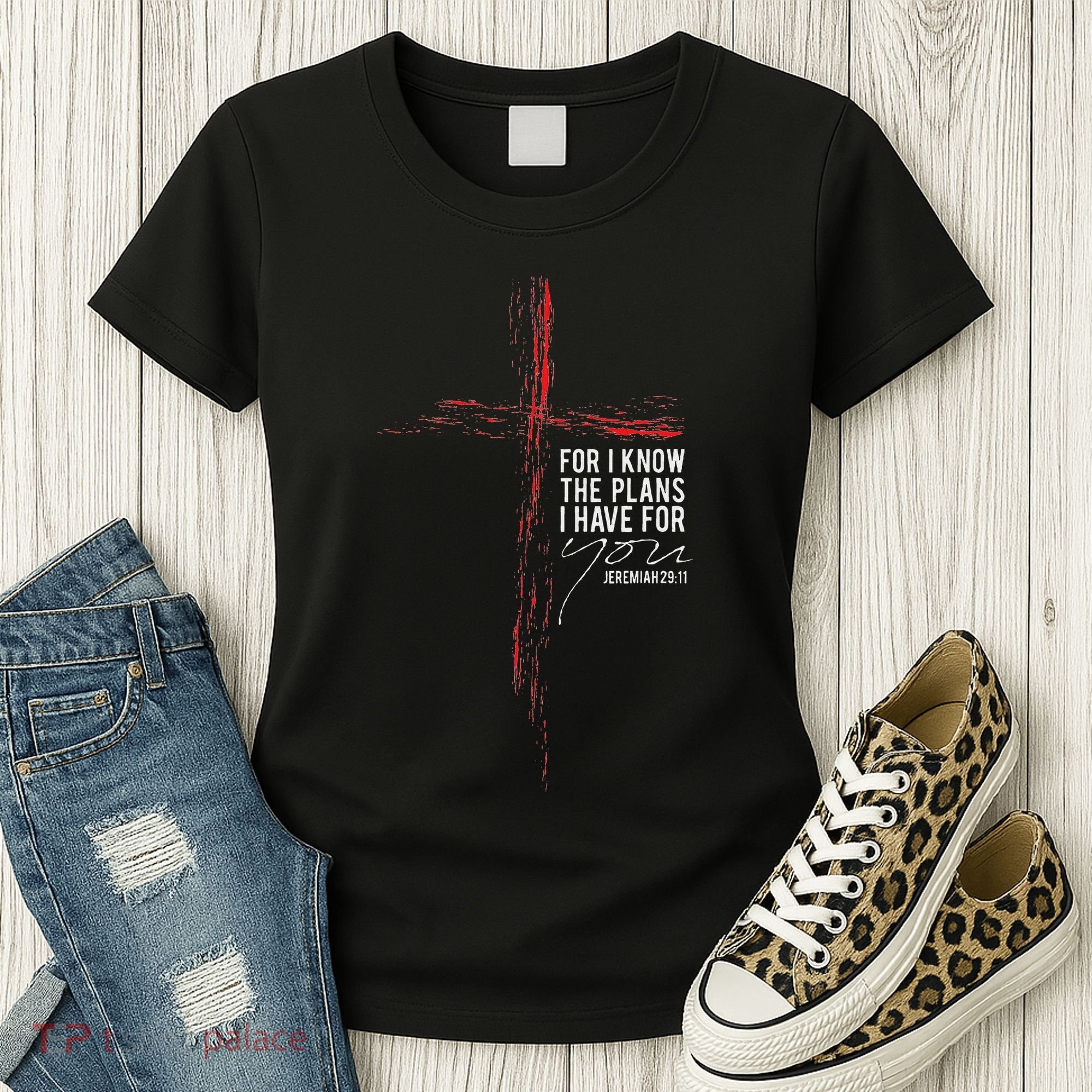 Jeremiah 2911 Christian Religious Faith Verse Cross Graphic Women's T-Shirt