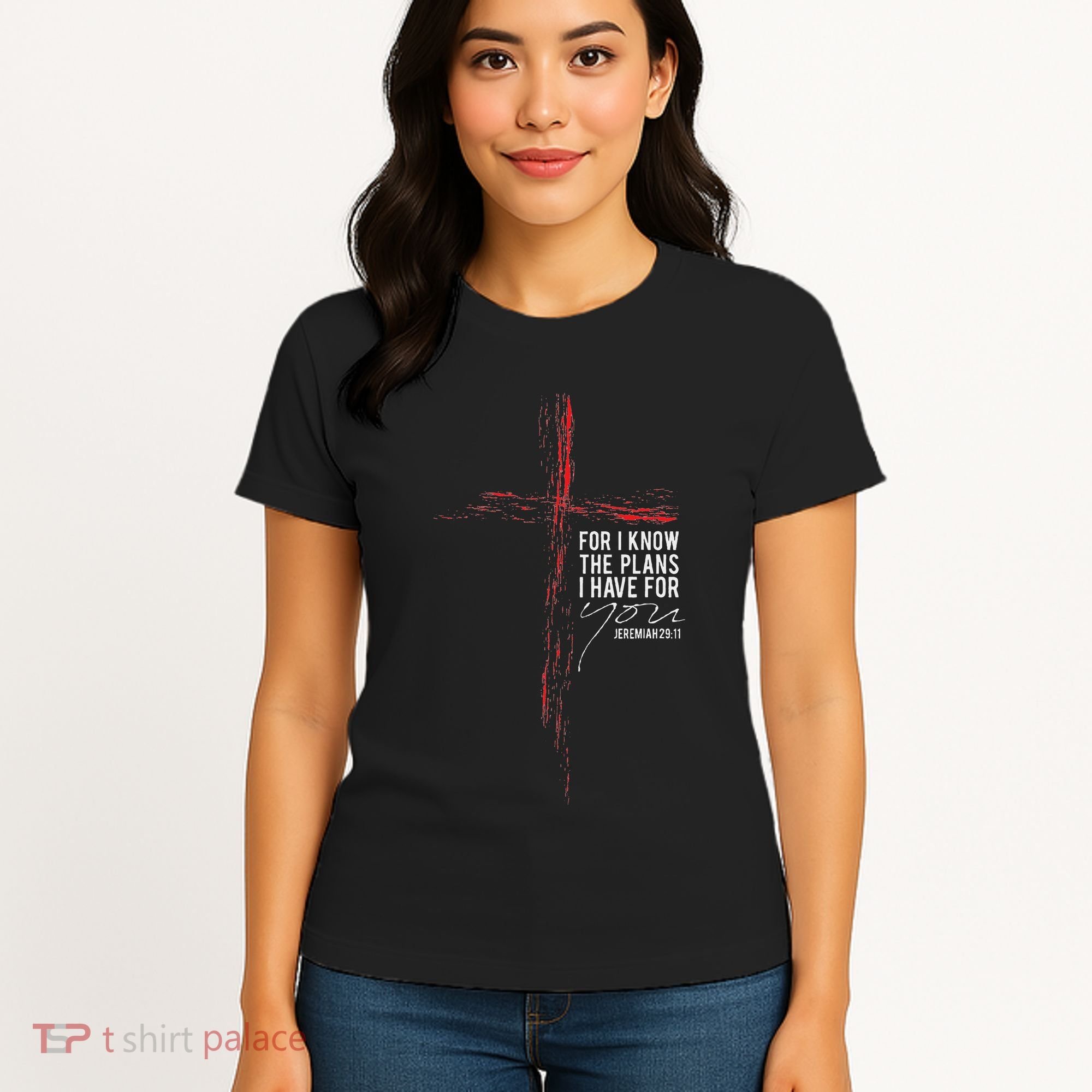 Jeremiah 2911 Christian Religious Faith Verse Cross Graphic Women's T-Shirt