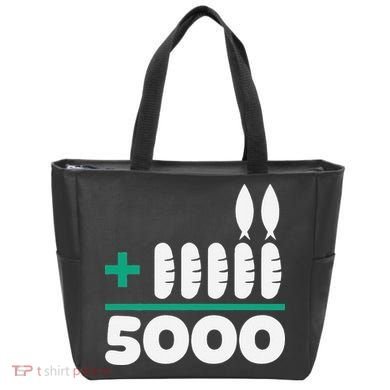 Jesus 2 Fishes 5 Breads 5000 Fed Tote Bag