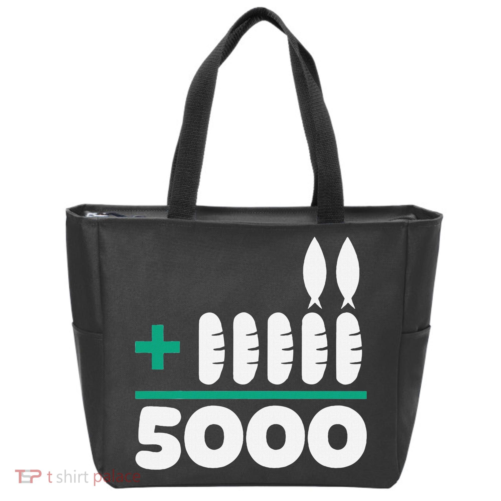 Jesus 2 Fishes 5 Breads 5000 Fed Tote Bag