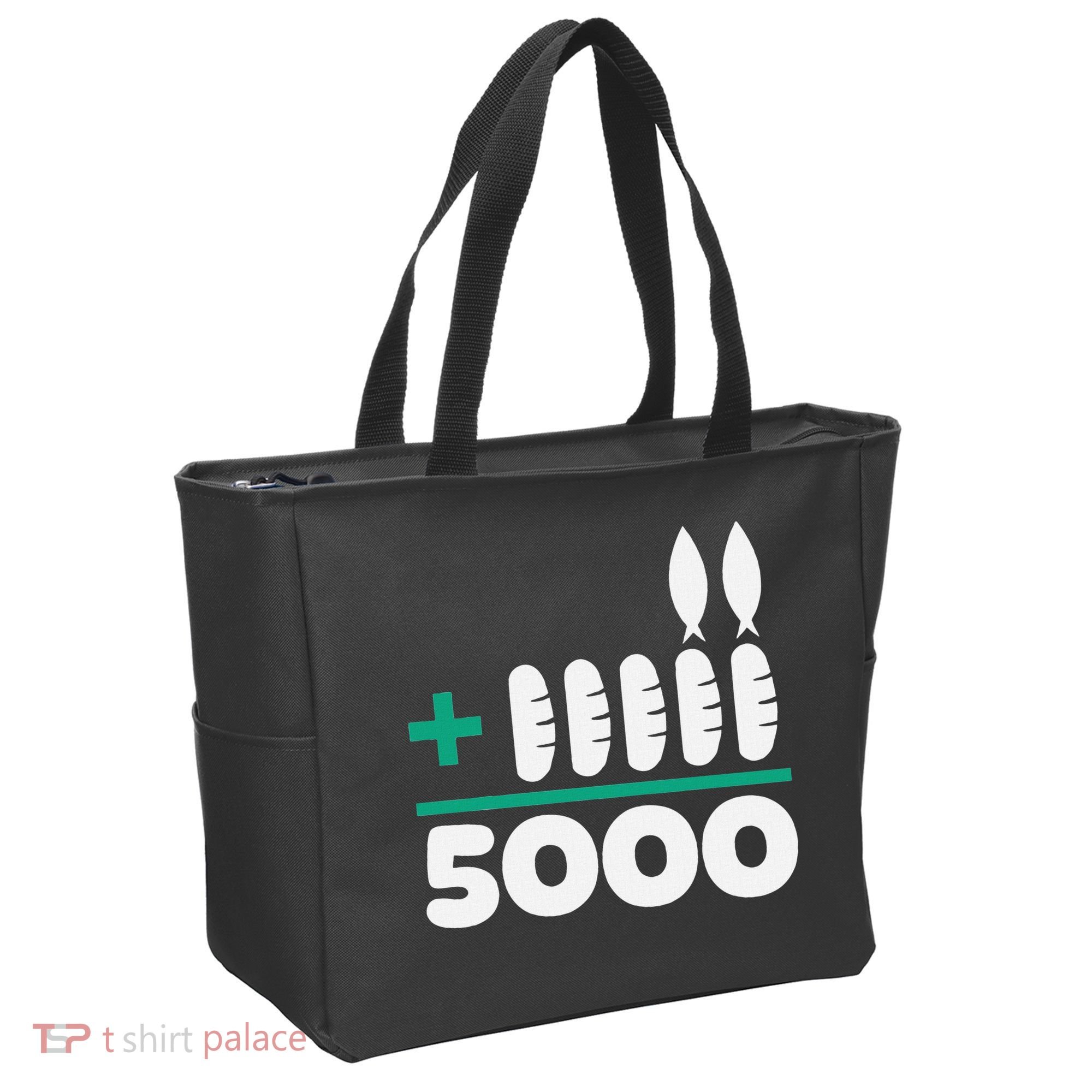 Jesus 2 Fishes 5 Breads 5000 Fed Tote Bag