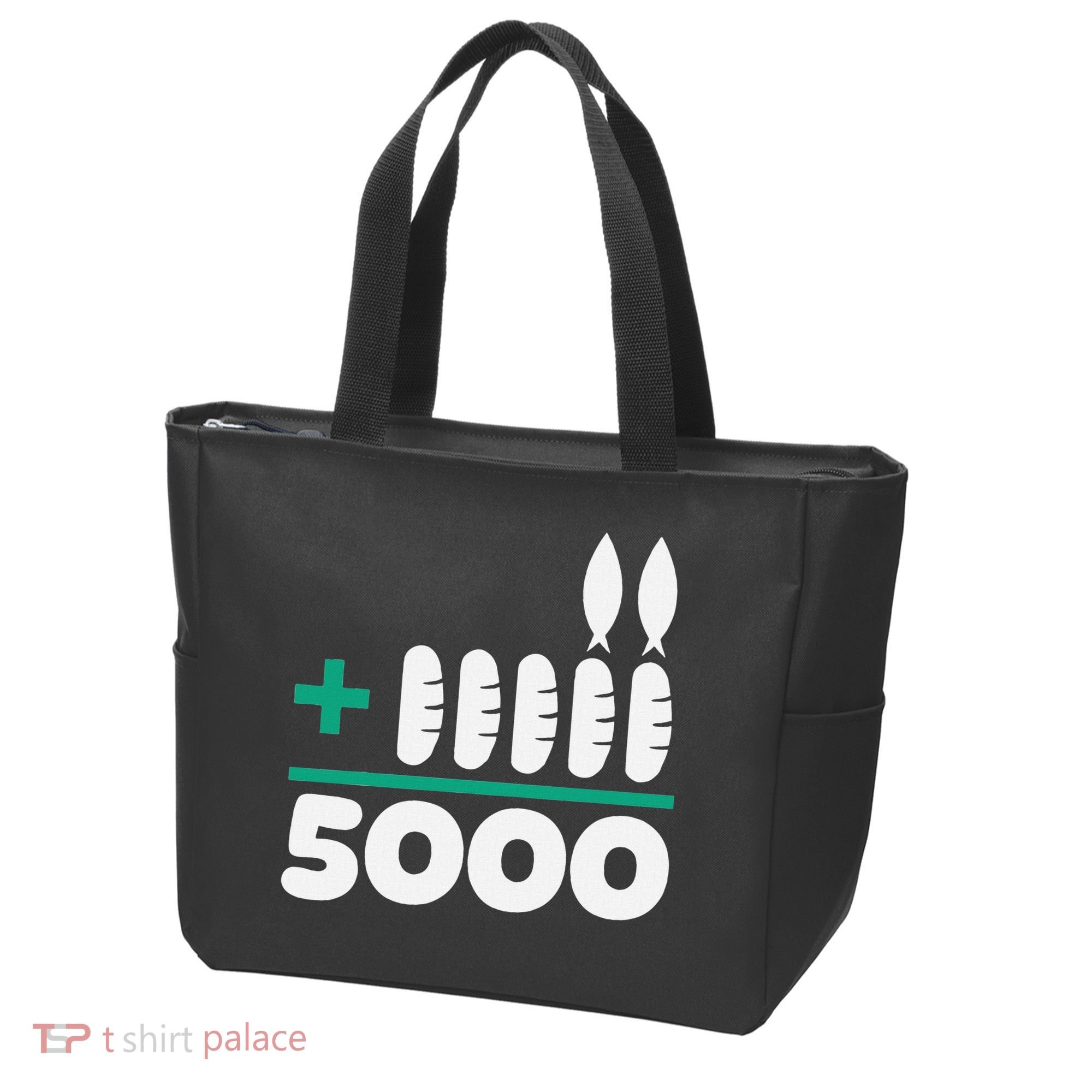 Jesus 2 Fishes 5 Breads 5000 Fed Tote Bag