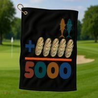 Jesus 2 Fishes 5 Breads 5000 Fed Golf Towel thumb 1