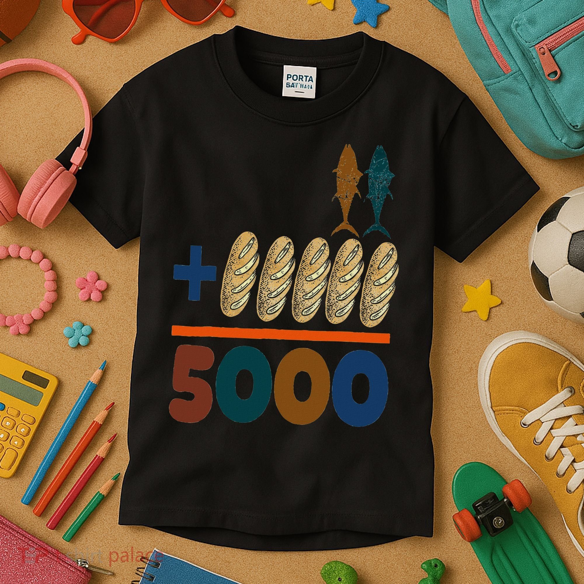 Jesus 2 Fishes 5 Breads 5000 Fed Kids T-Shirt