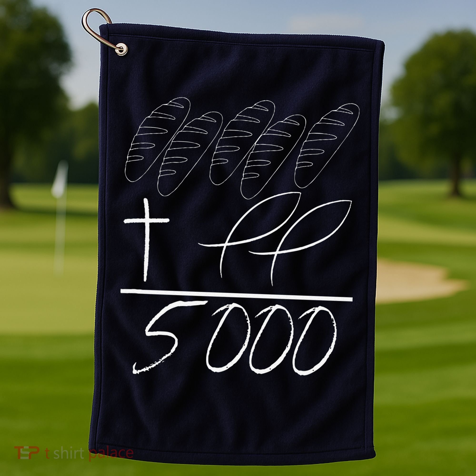 Jesus 2 Fishes 5 Breads 5000 Chosen Against The Current Golf Towel