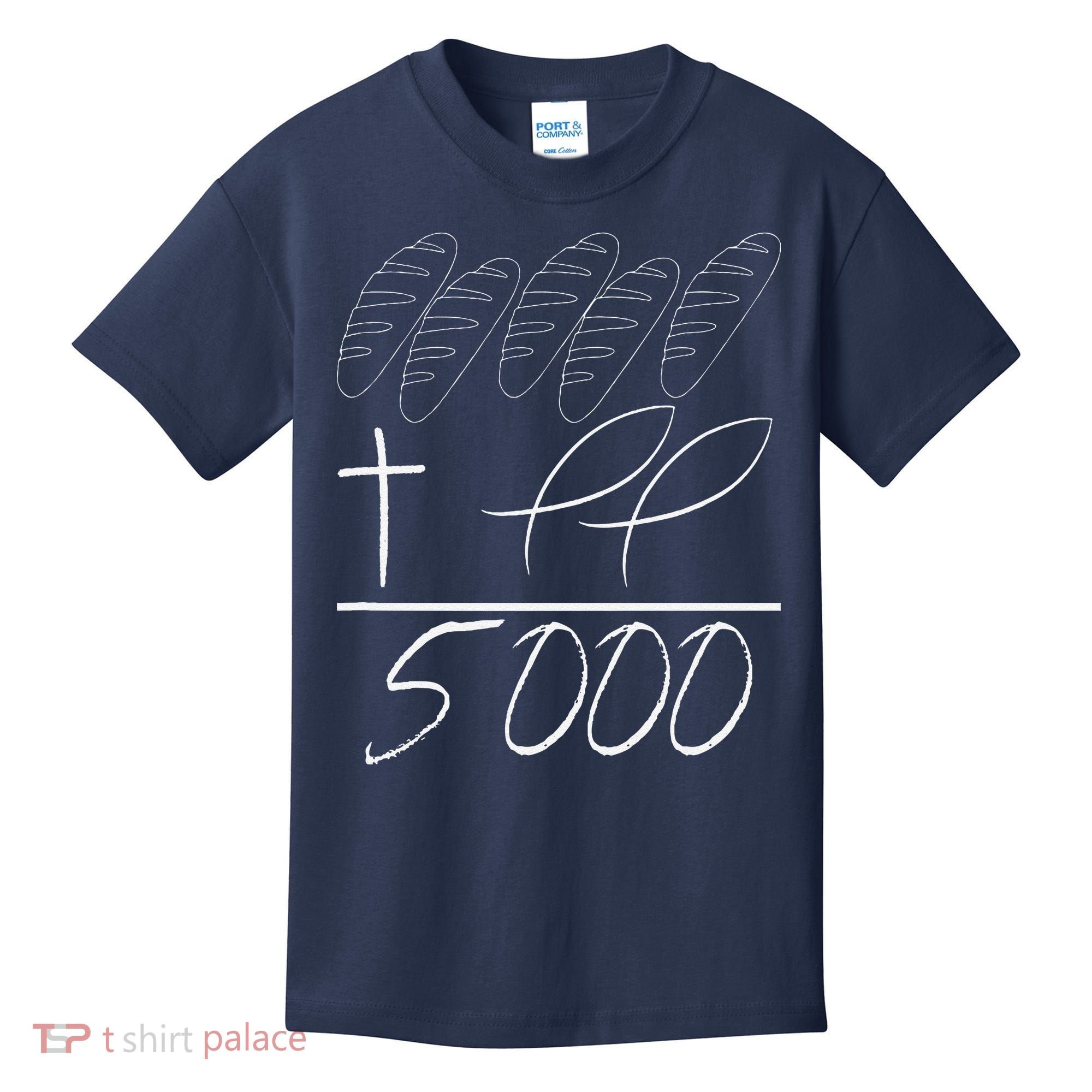 Jesus 2 Fishes 5 Breads 5000 Chosen Against The Current Kids T-Shirt