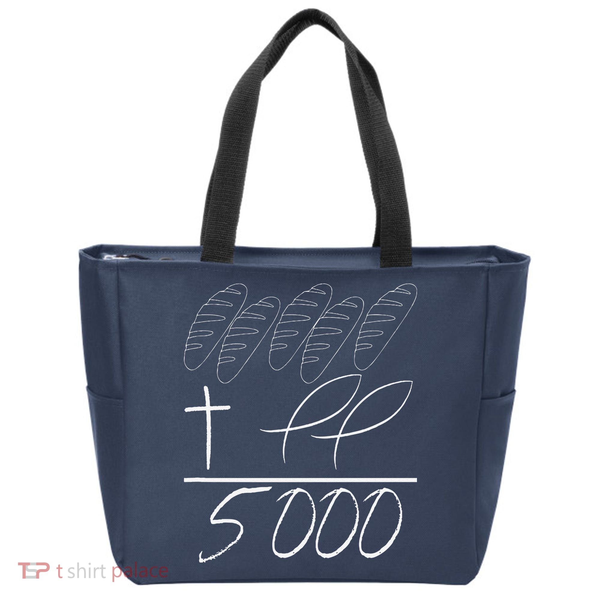 Jesus 2 Fishes 5 Breads 5000 Chosen Against The Current Tote Bag