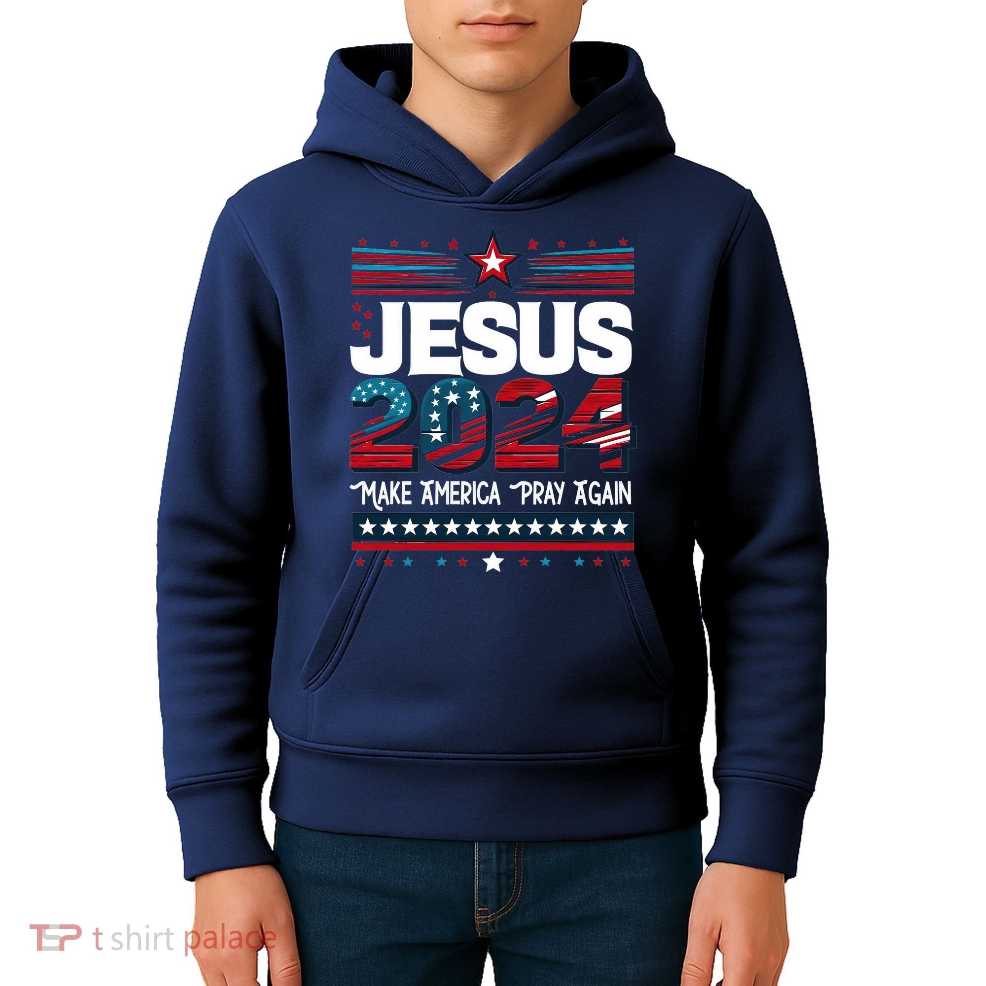 Jesus 2024 Make America Pray Again Kids Hoodie