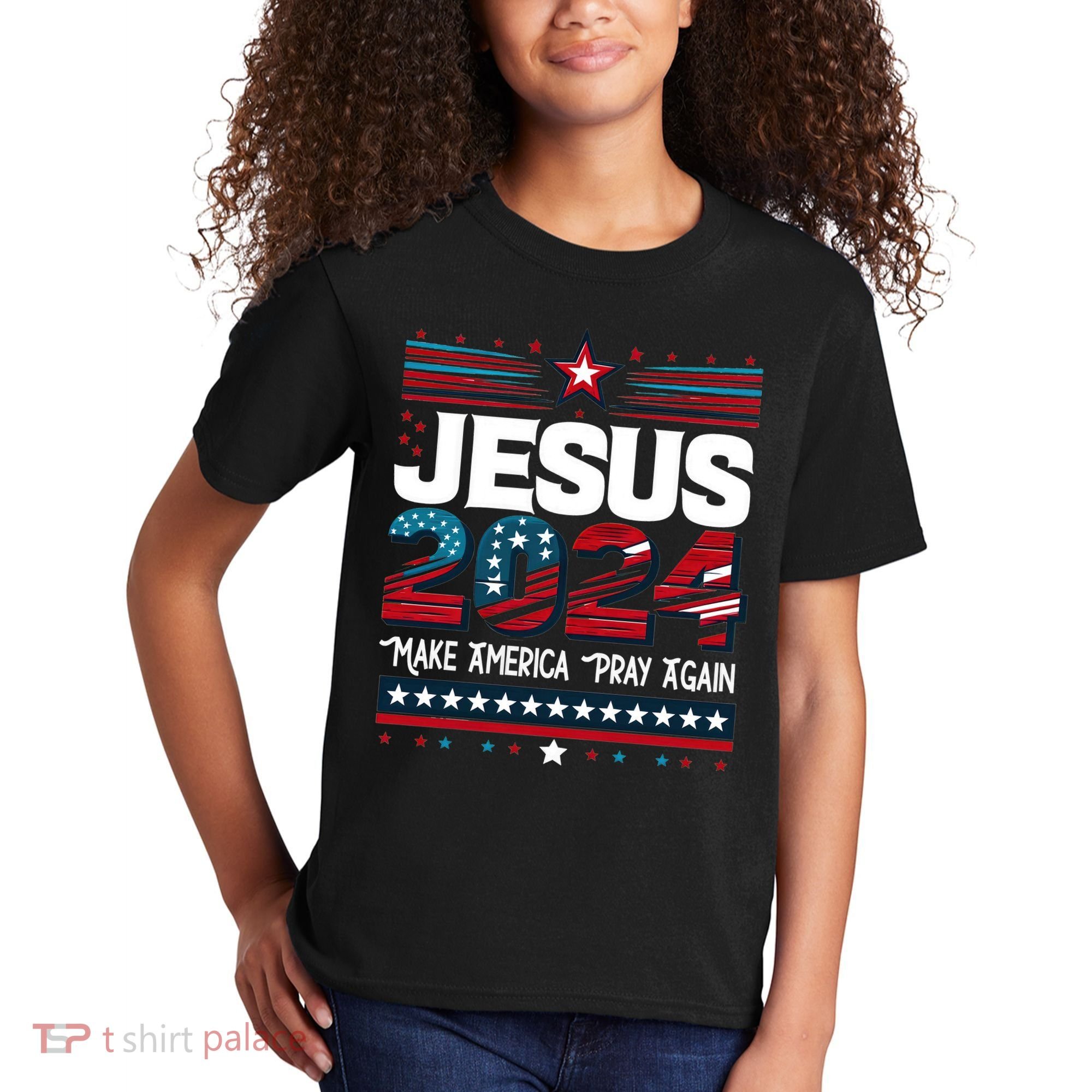 Jesus 2024 Make America Pray Again Kids T-Shirt