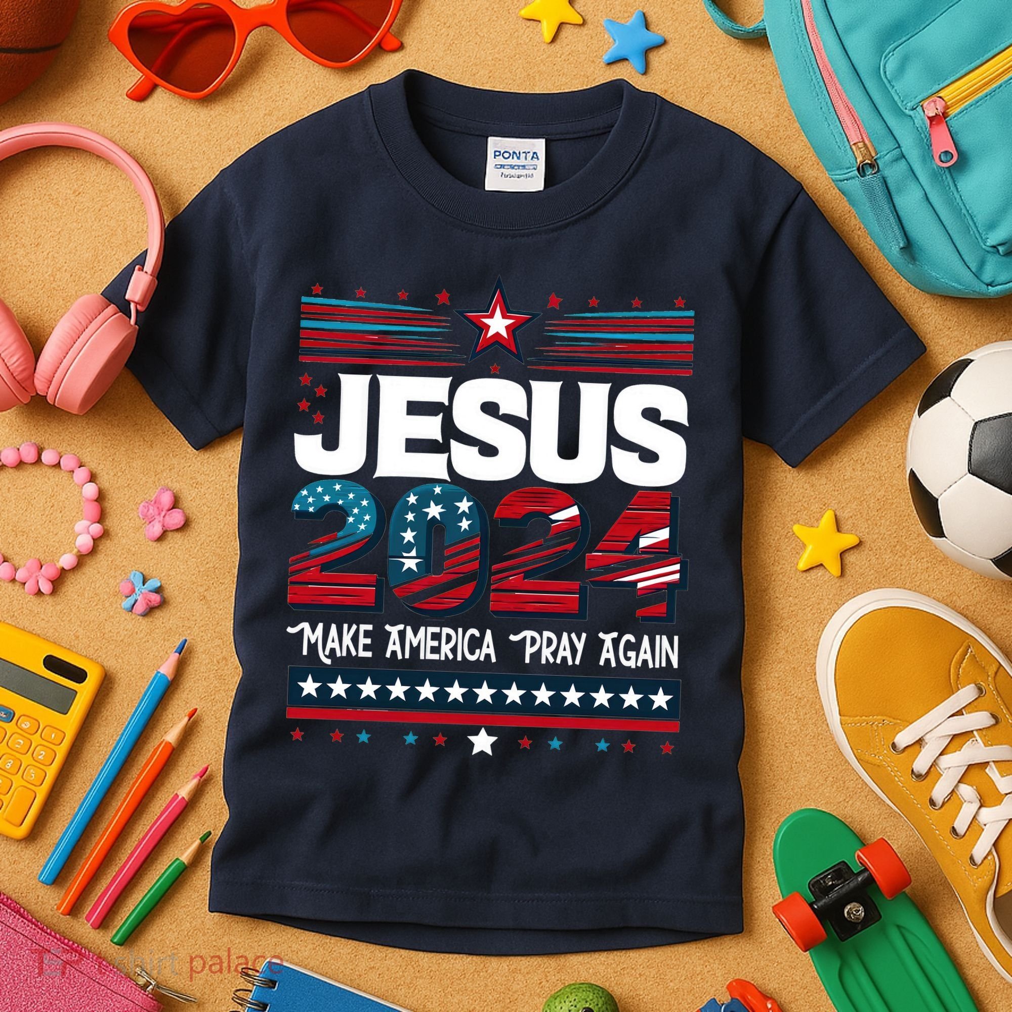 Jesus 2024 Make America Pray Again Kids T-Shirt