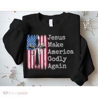 Jesus 2024 Vote Make America Godly Again Pray Again Sweatshirt thumb 2