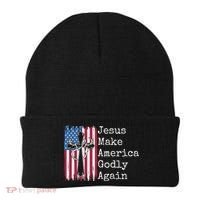 Jesus 2024 Vote Make America Godly Again Pray Again Beanie thumb 0