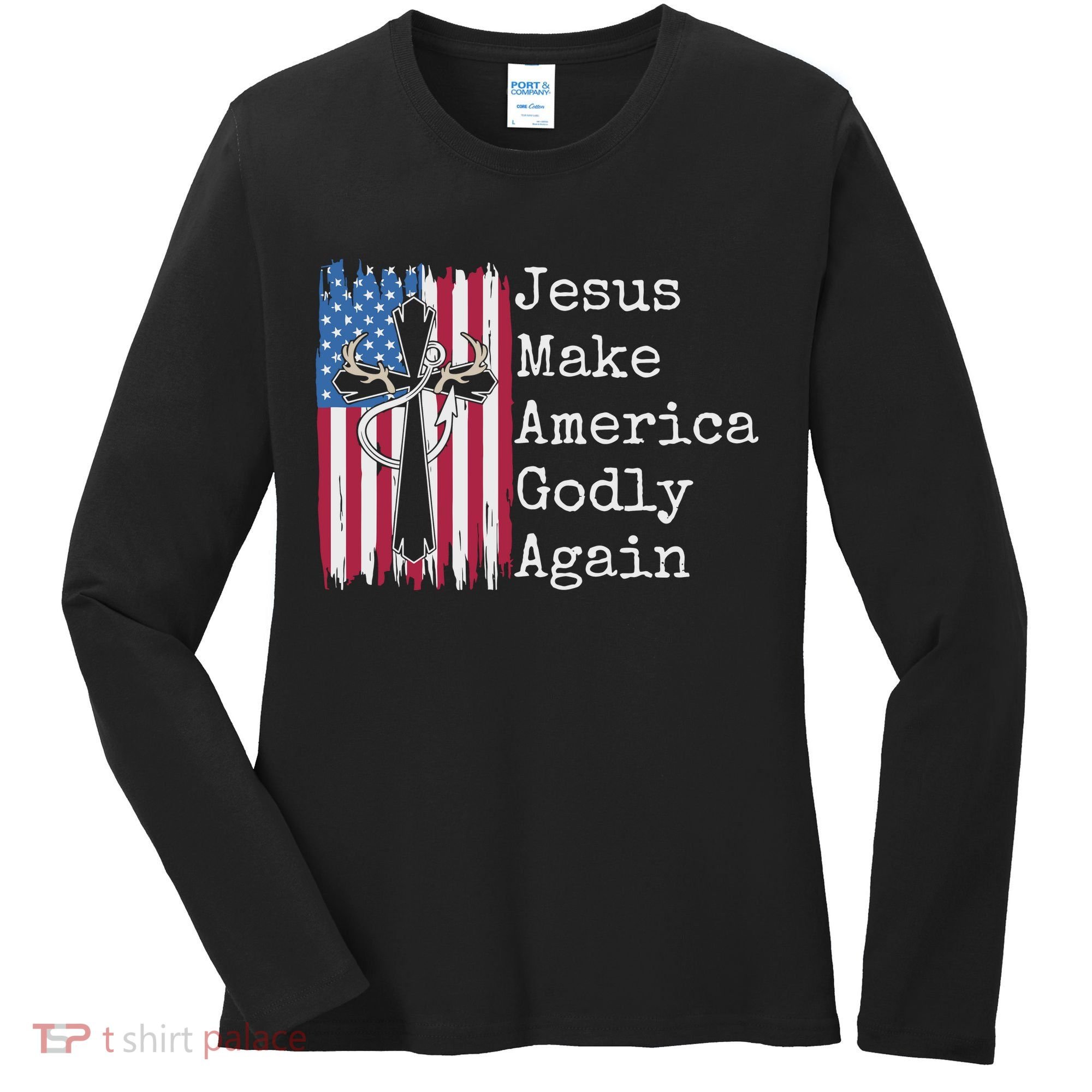 Jesus 2024 Vote Make America Godly Again Pray Again Women's Long Sleeve Shirt