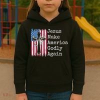 Jesus 2024 Vote Make America Godly Again Pray Again Kids Hoodie thumb 3