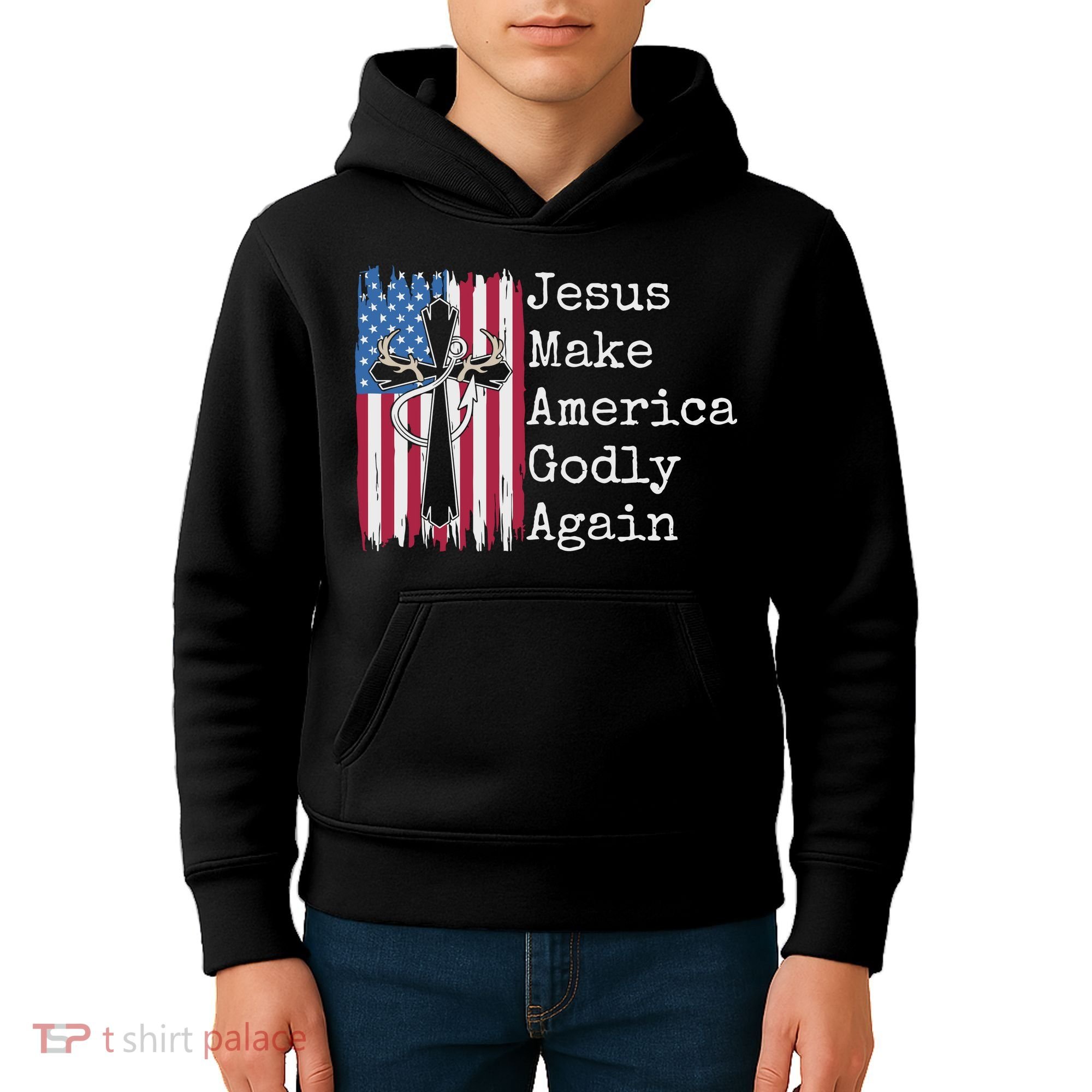 Jesus 2024 Vote Make America Godly Again Pray Again Kids Hoodie