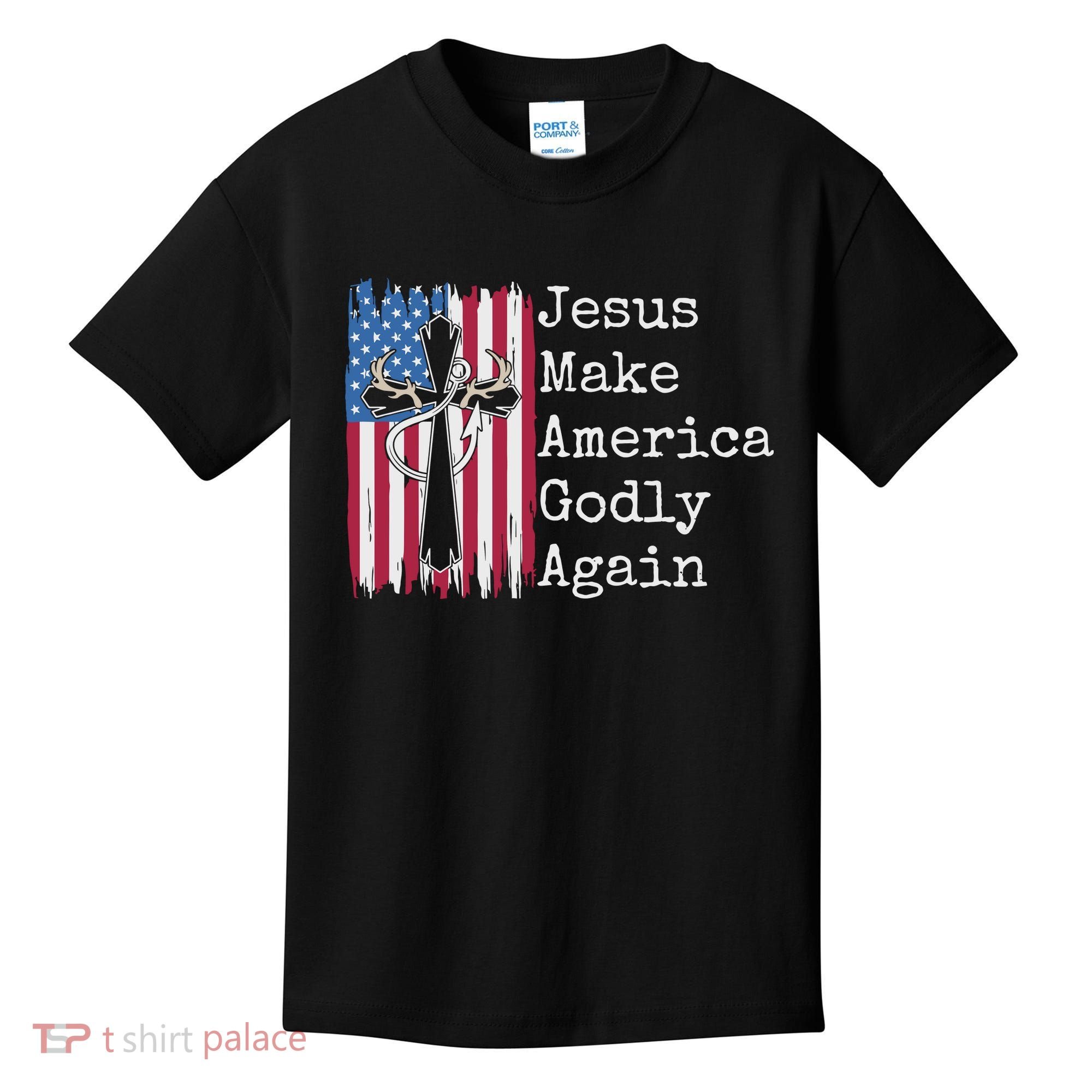Jesus 2024 Vote Make America Godly Again Pray Again Kids T-Shirt