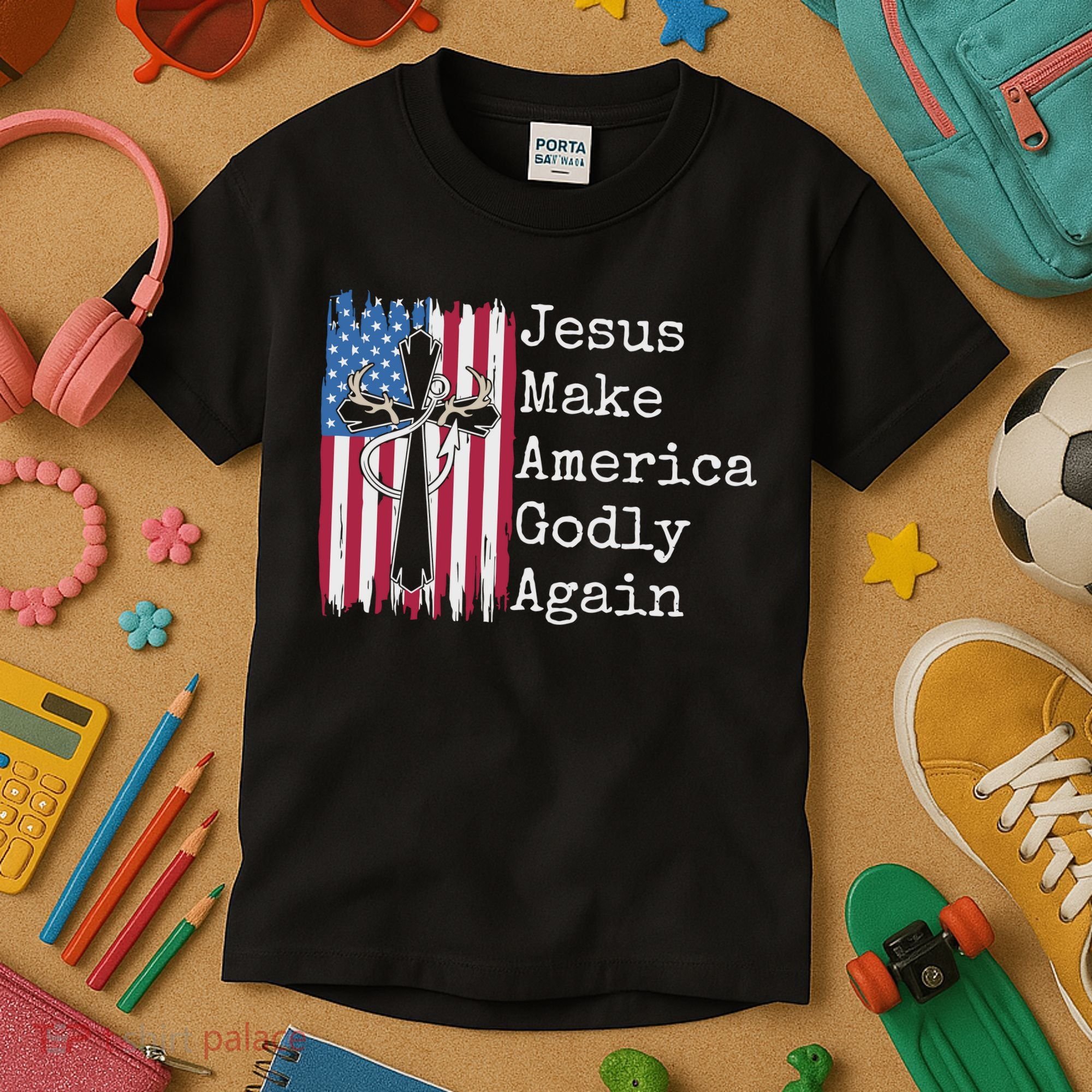Jesus 2024 Vote Make America Godly Again Pray Again Kids T-Shirt