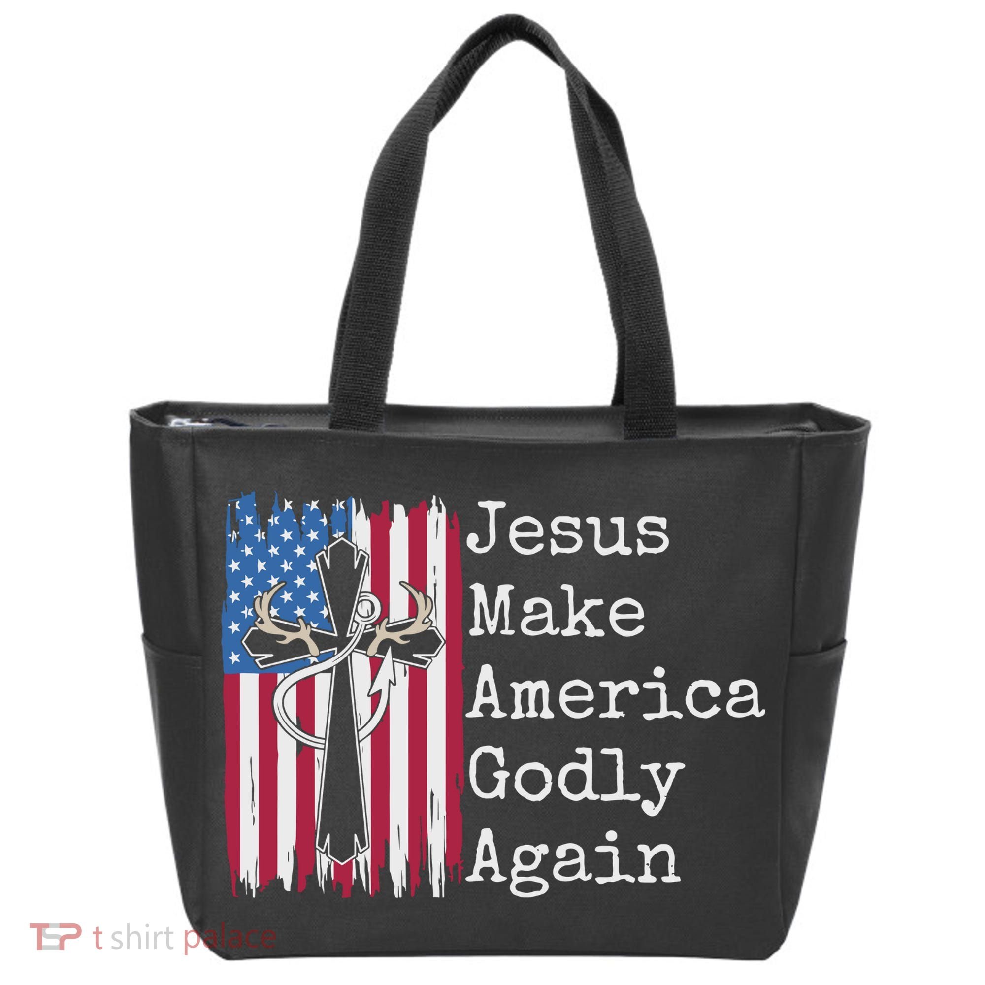 Jesus 2024 Vote Make America Godly Again Pray Again Tote Bag