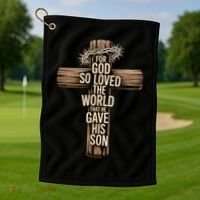 John 3:16 Christian For God So Loved The World Golf Towel thumb 1