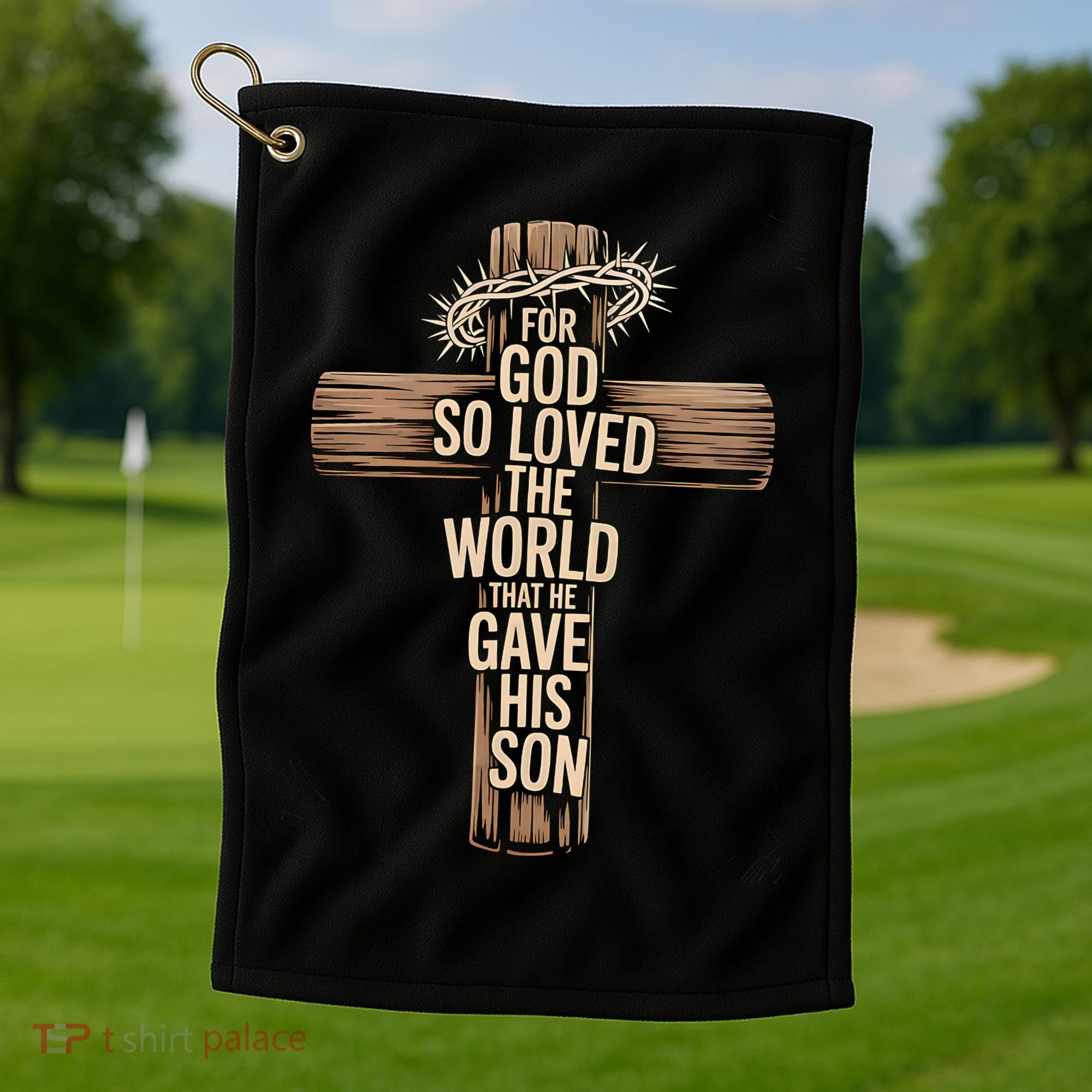 John 3:16 Christian For God So Loved The World Golf Towel
