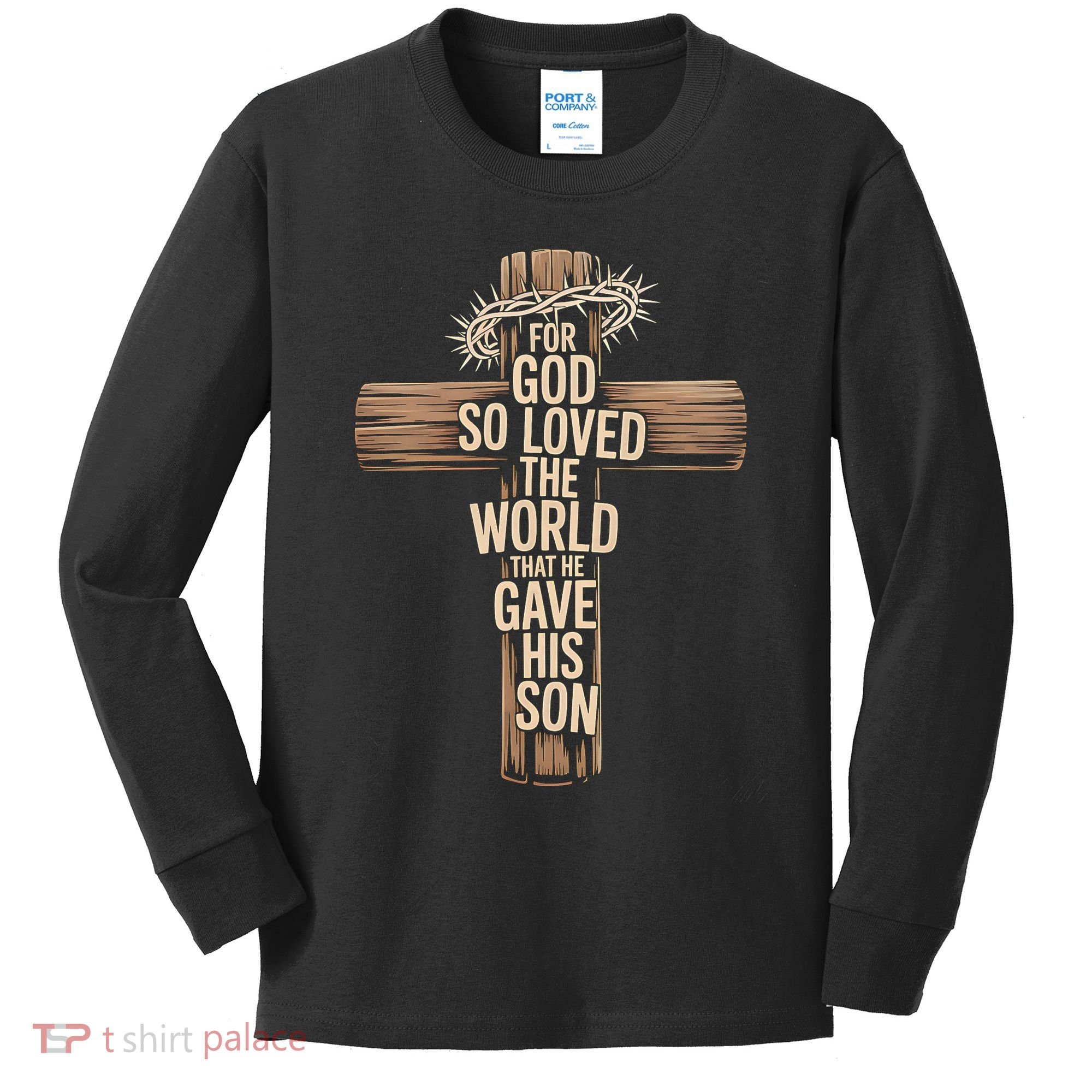 John 3:16 Christian For God So Loved The World Kids Long Sleeve Shirt