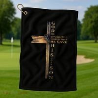 John 316 Christian Cross Bible Golf Towel thumb 1
