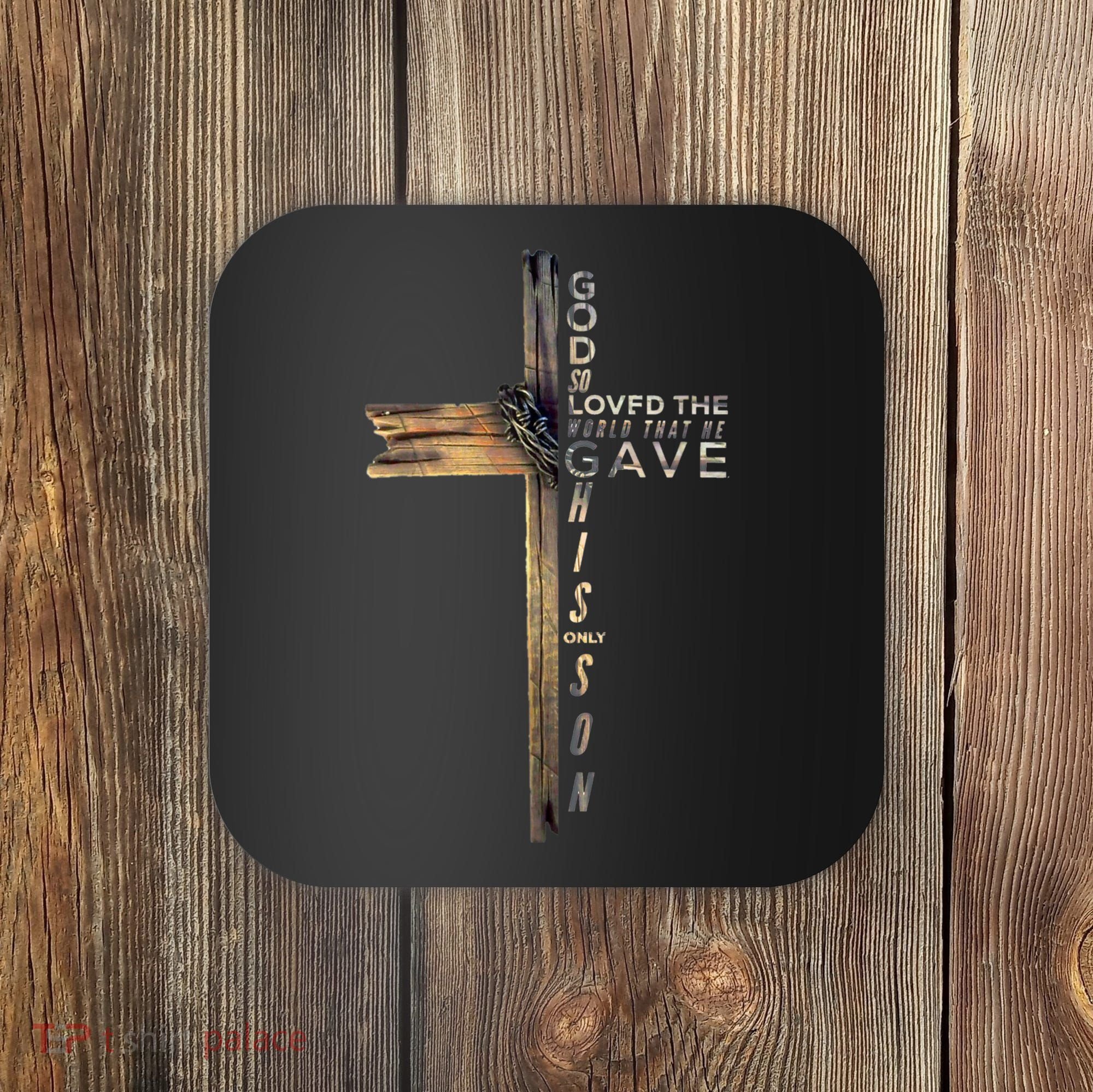 John 3:16 Christian Cross Bible Coaster