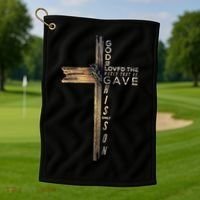 John 3:16 Christian Cross Bible Golf Towel thumb 1