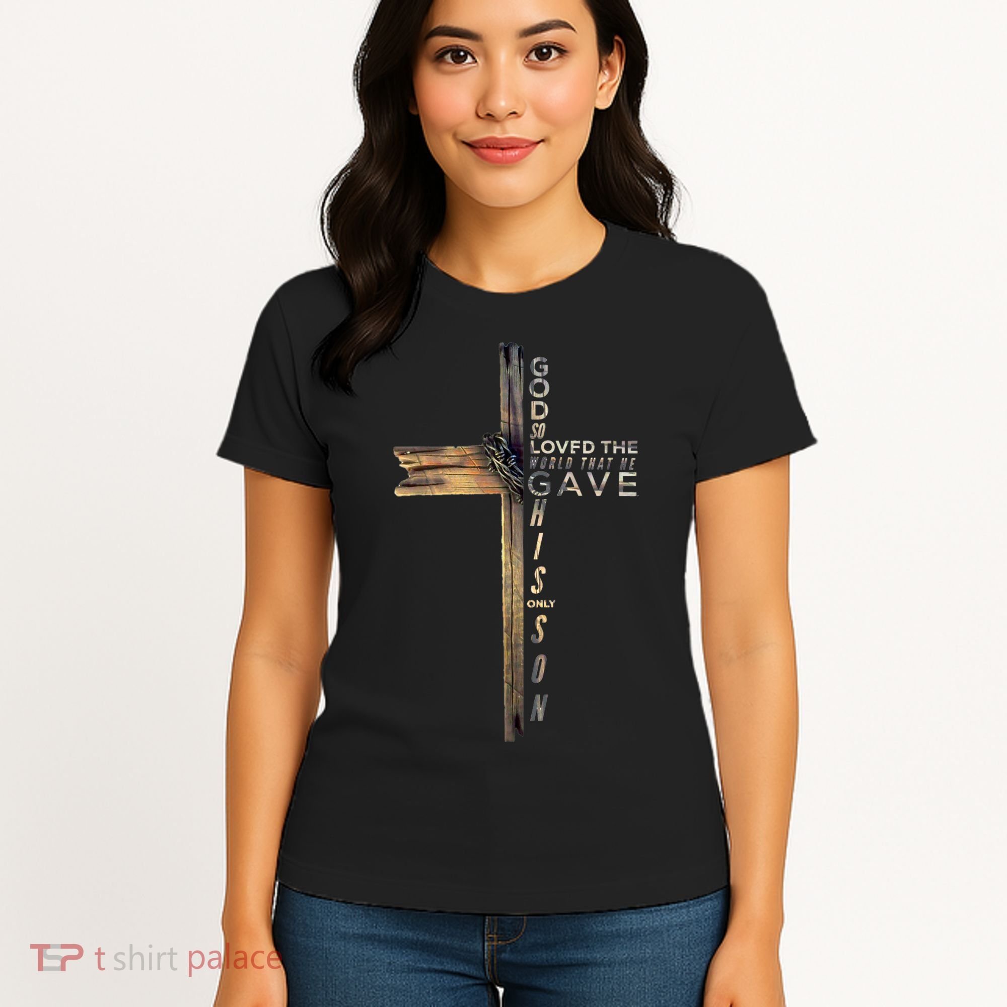 John 3:16 Christian Cross Bible Women's T-Shirt