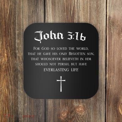 John 316 Christian Bible Verse Wwjd Religious Back Design Coaster