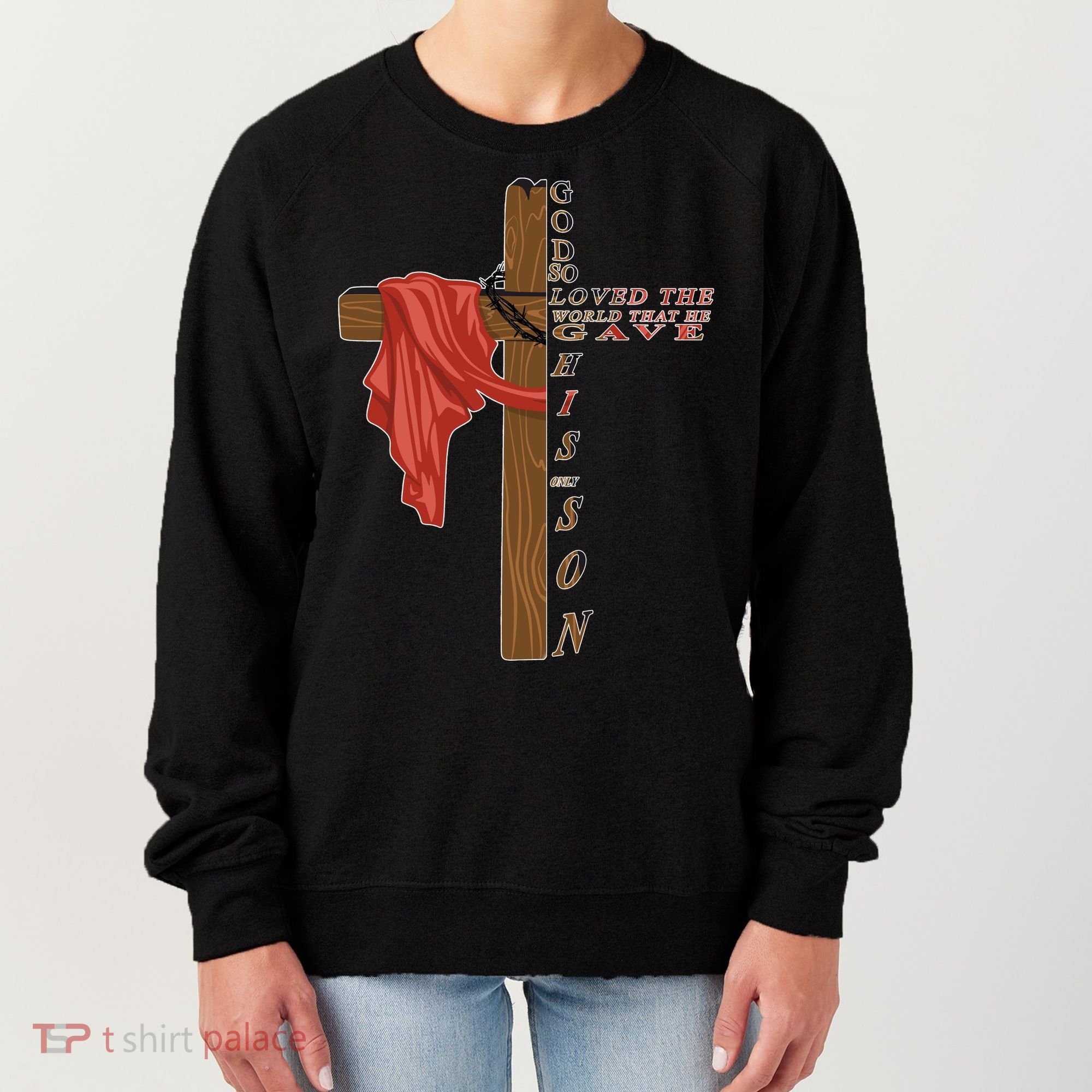 John 3:16 Christian Cross Bible Women's Sweatshirt