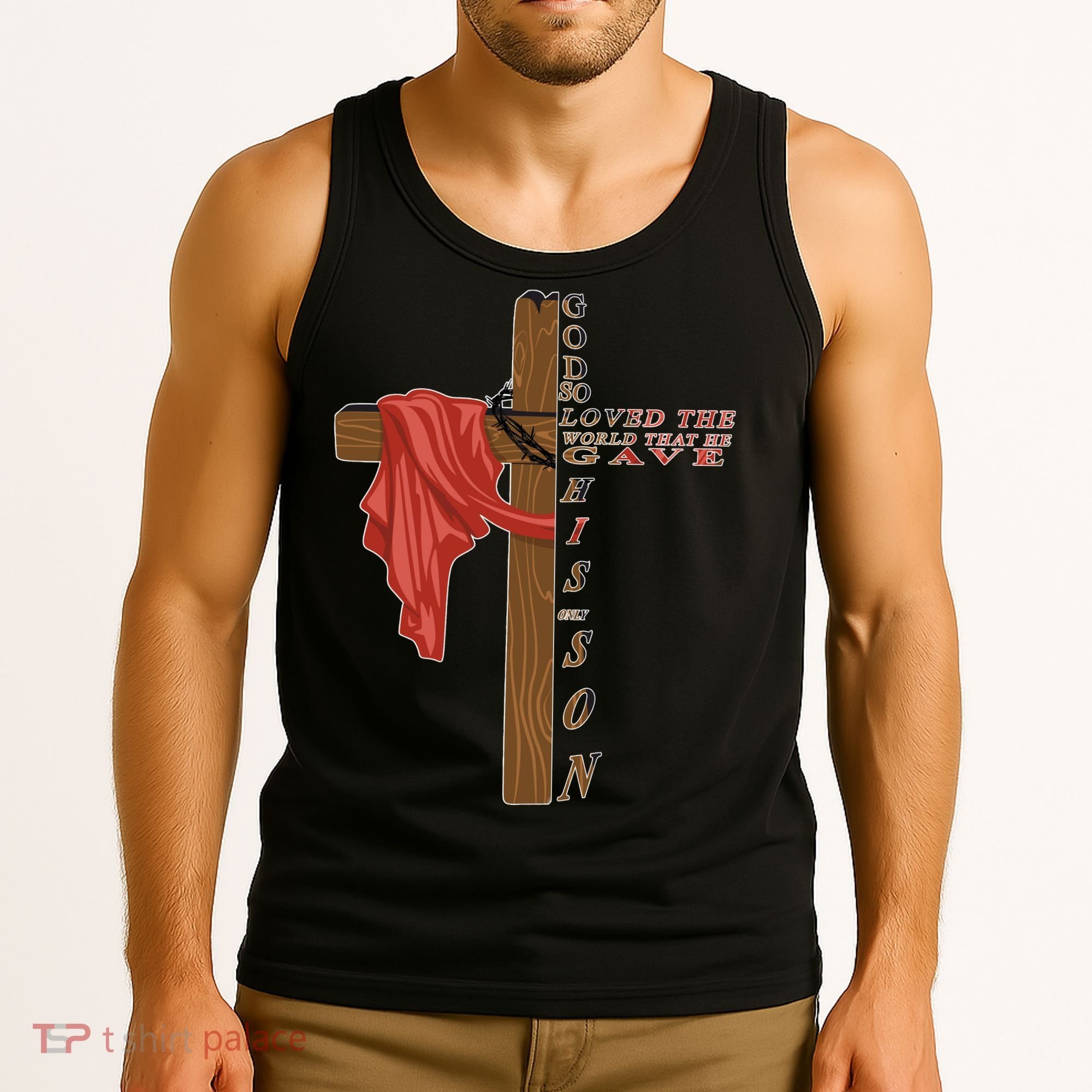 John 3:16 Christian Cross Bible Tank Top
