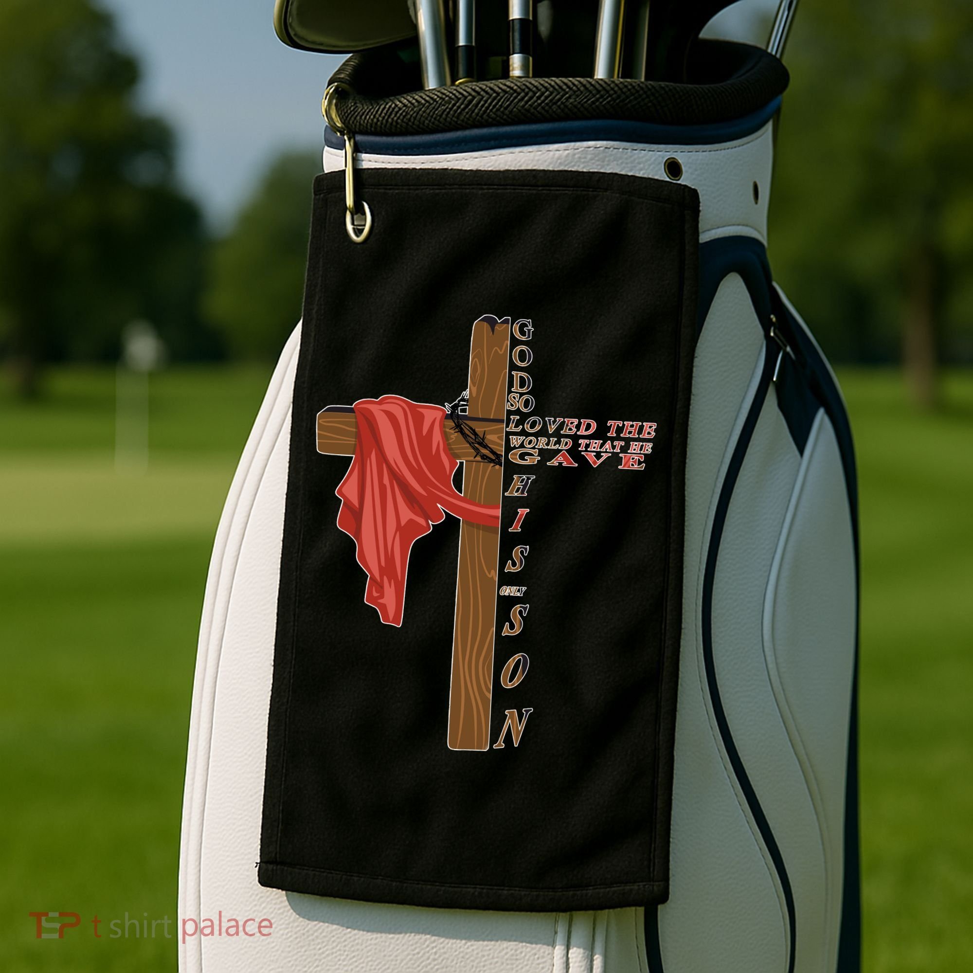 John 3:16 Christian Cross Bible Golf Towel