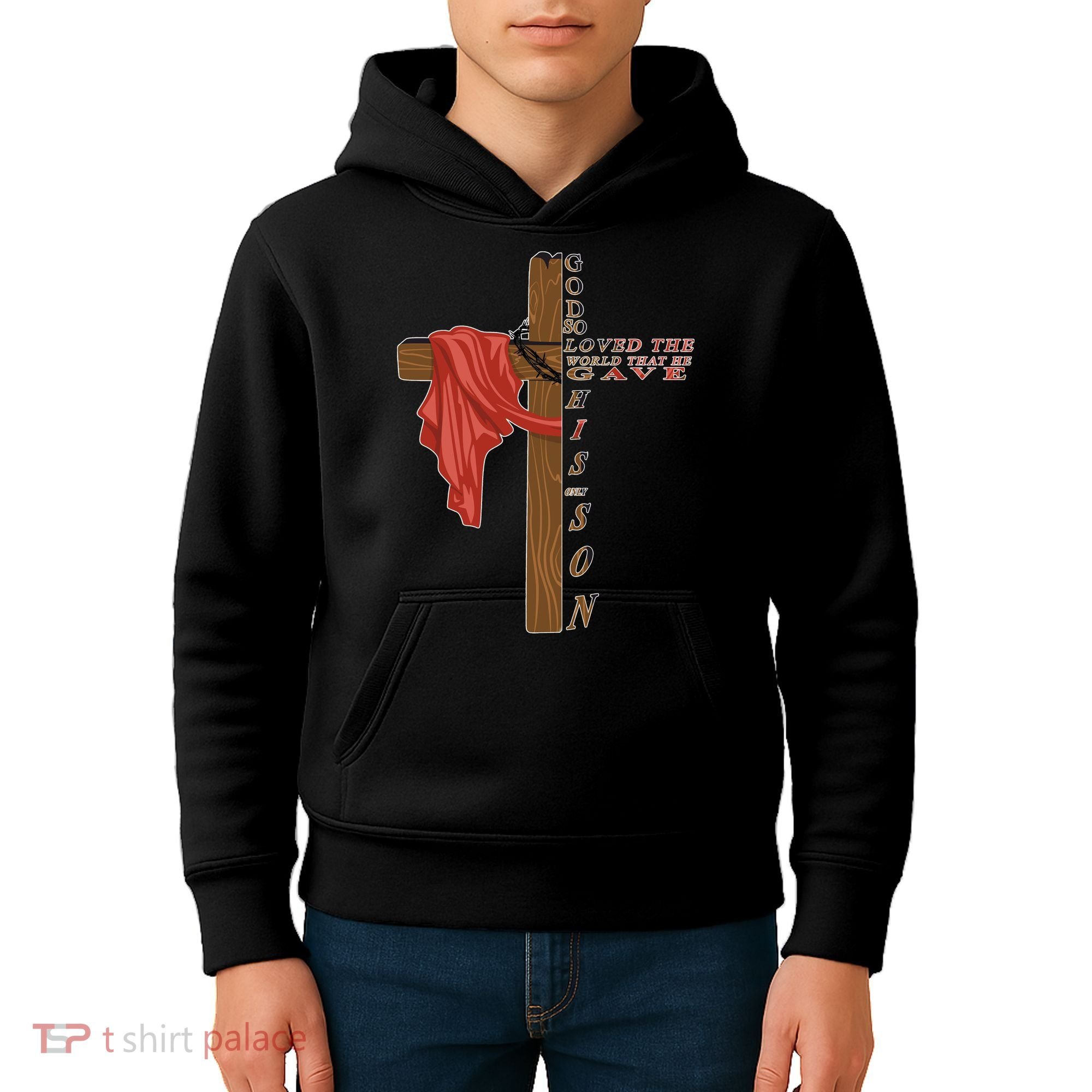 John 3:16 Christian Cross Bible Kids Hoodie