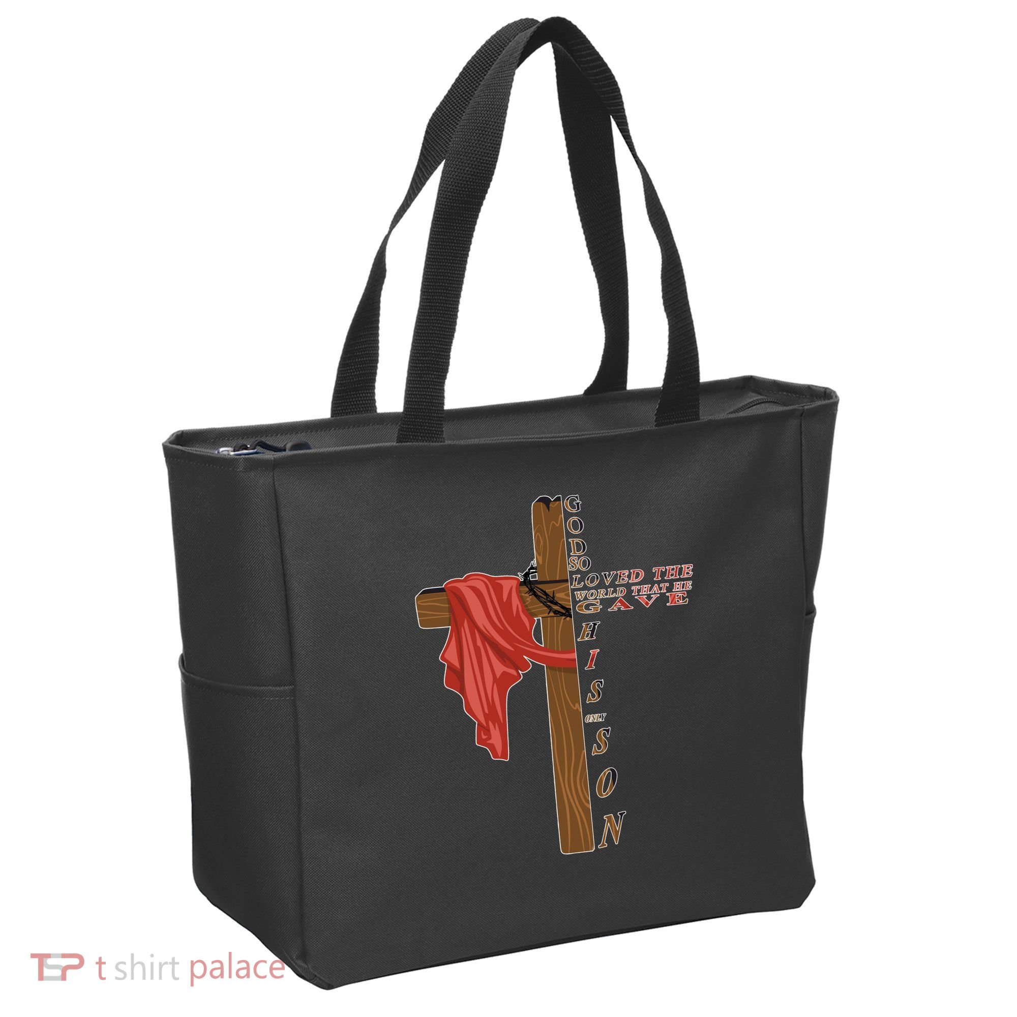 John 3:16 Christian Cross Bible Tote Bag