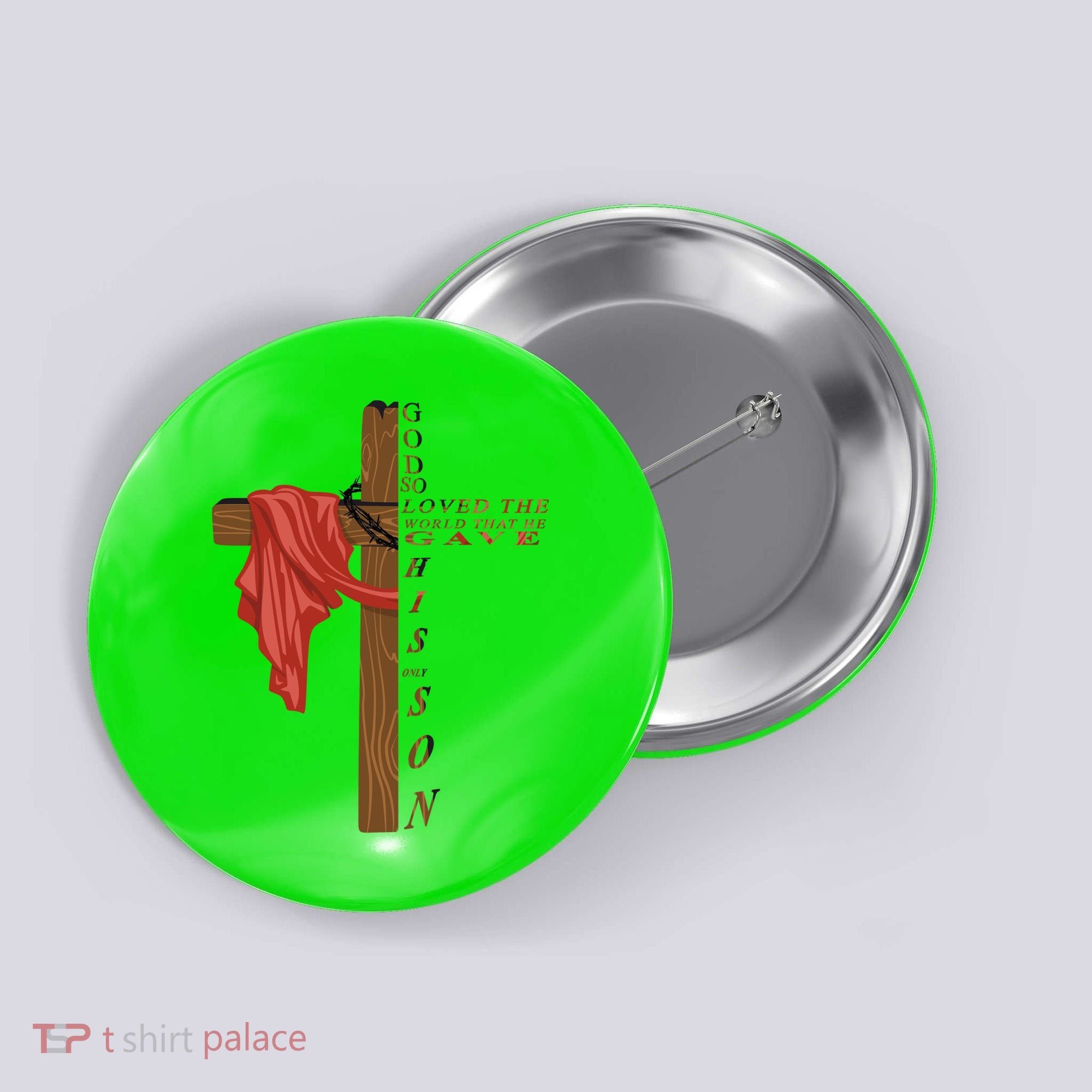 John 3:16 Christian Cross Bible Button