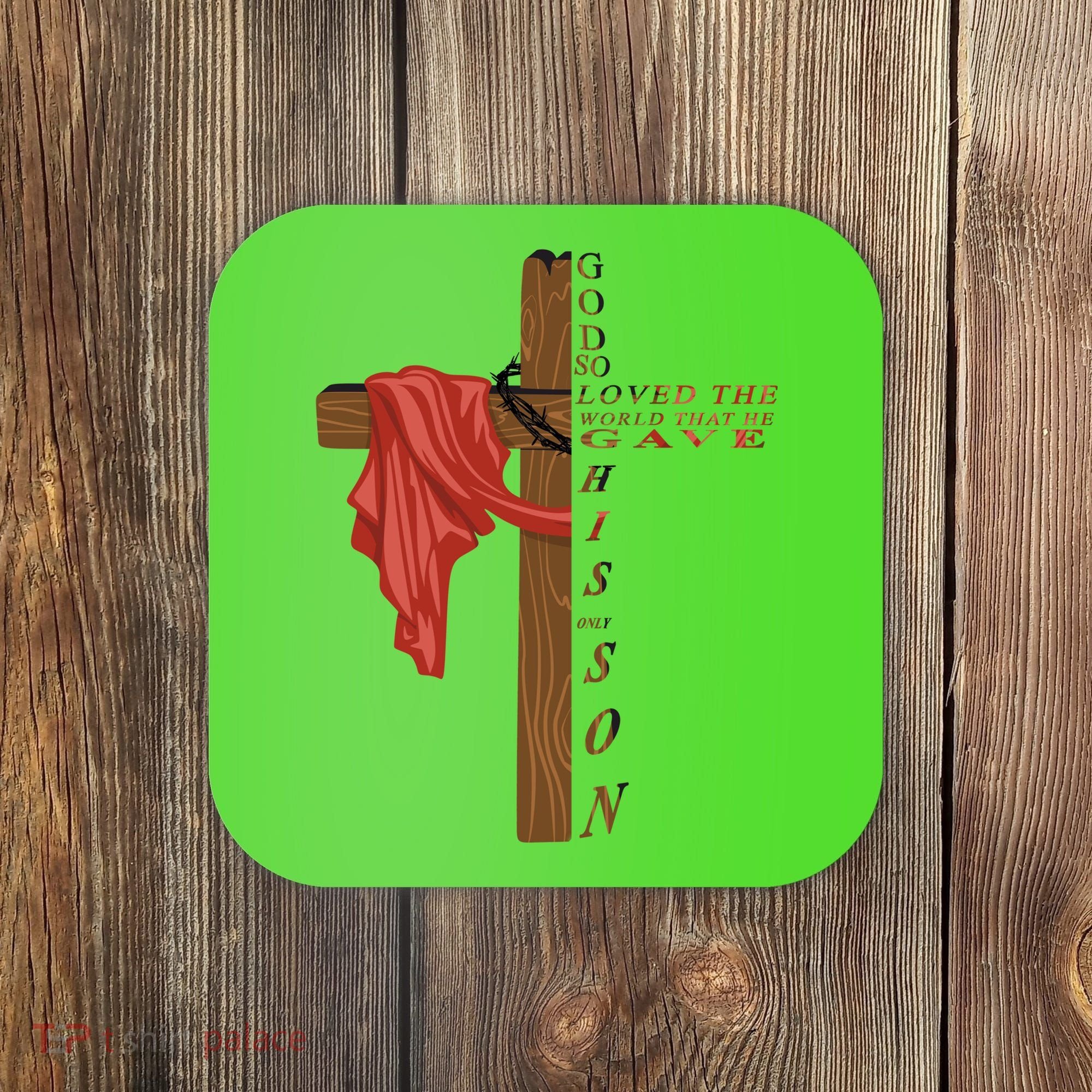 John 3:16 Christian Cross Bible Coaster