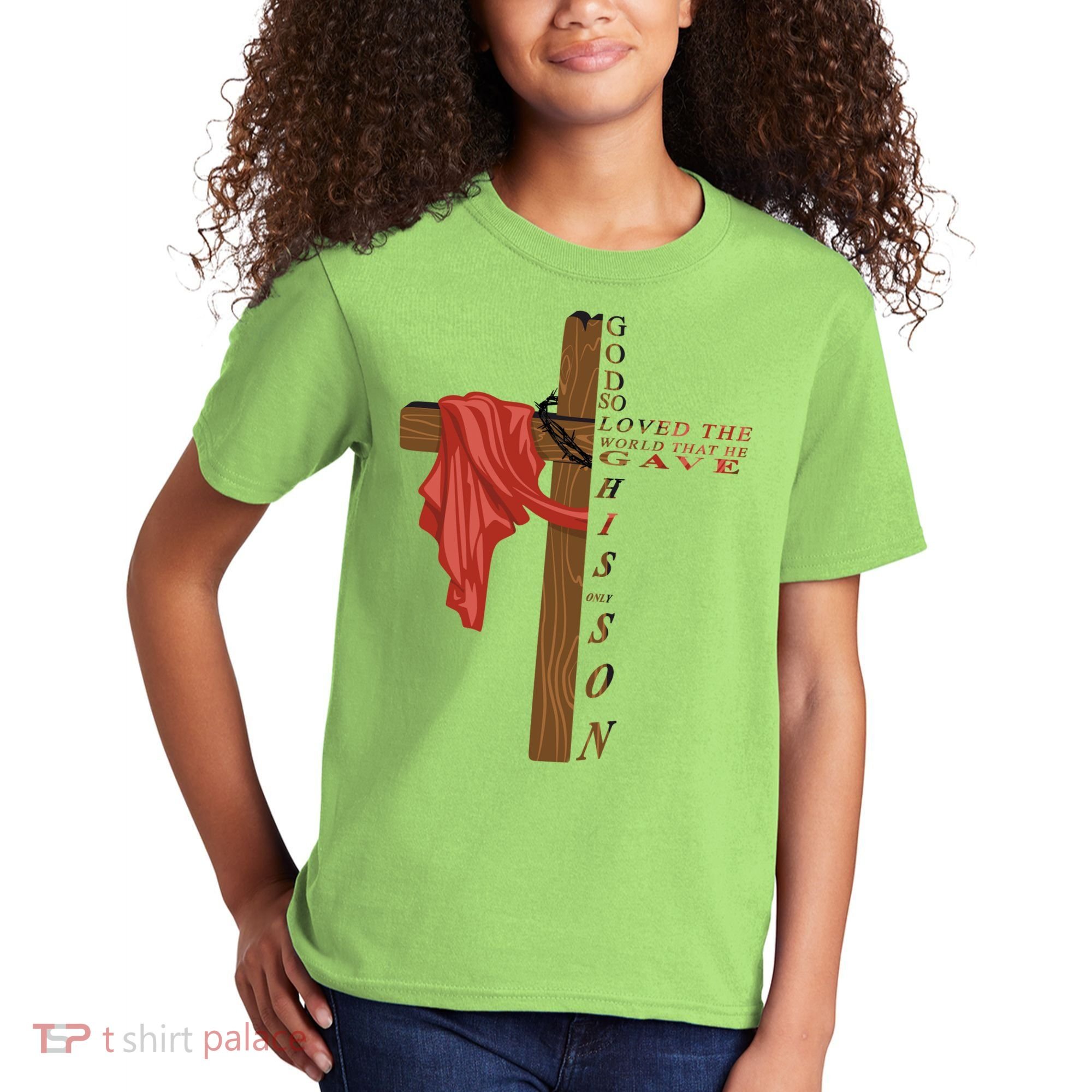 John 3:16 Christian Cross Bible Kids T-Shirt