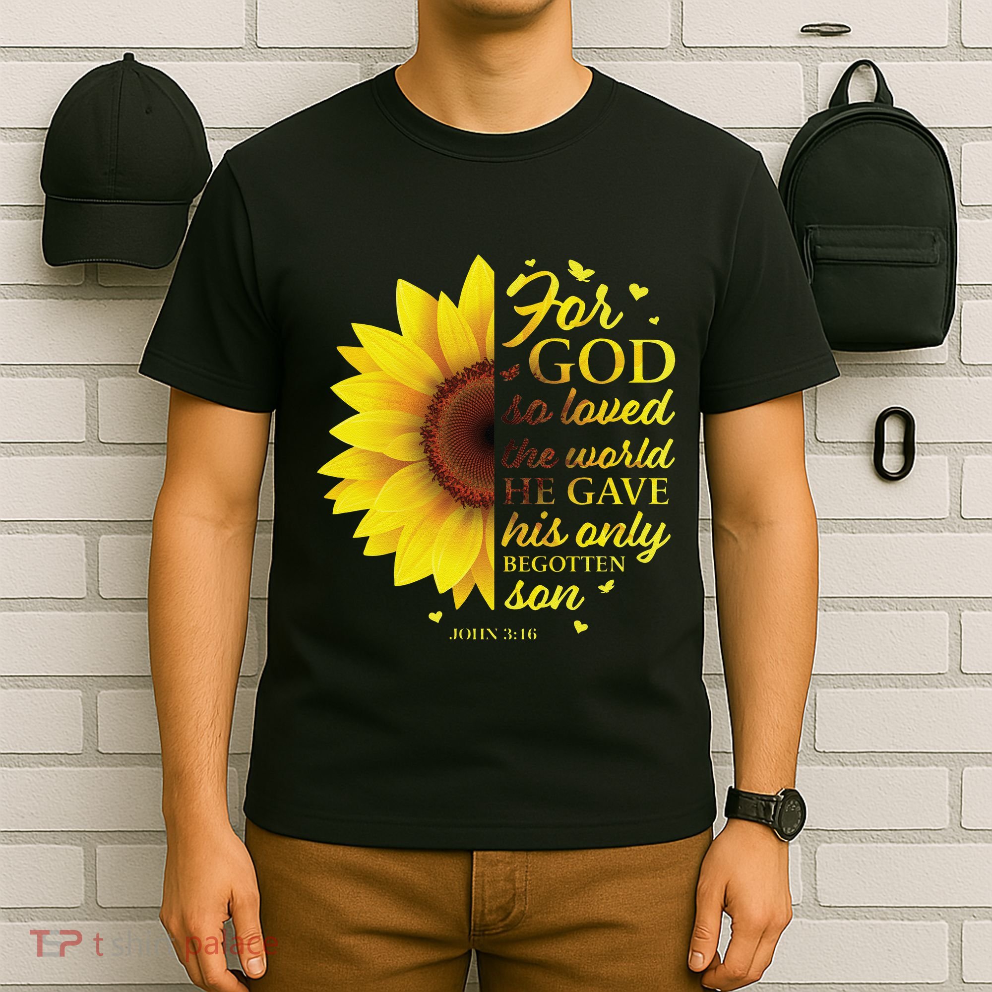 John 316 Sunflower Christian Verses Sayings Religious Her Sweat T-Shirt