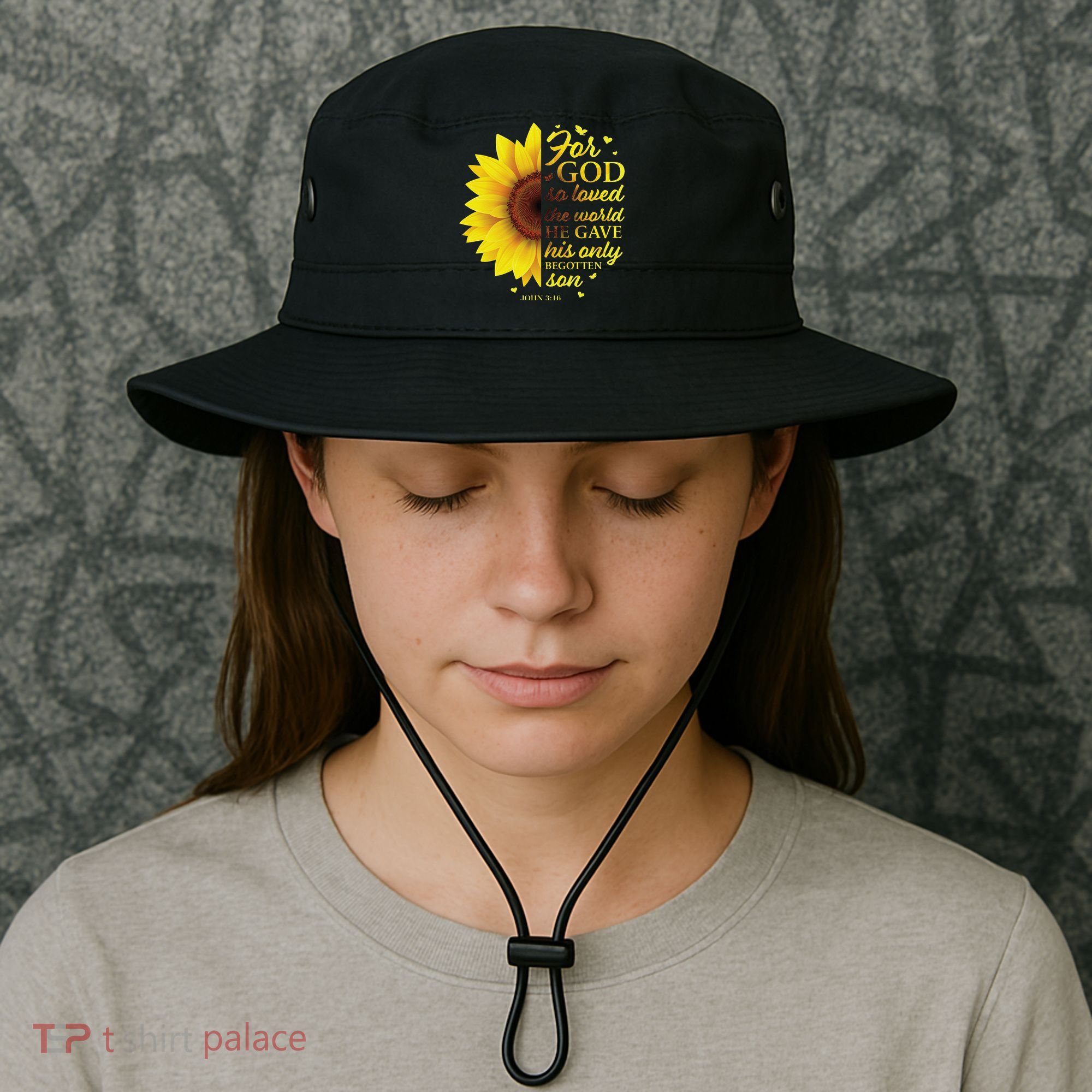 John 316 Sunflower Christian Verses Sayings Religious Her Sweat Bucket Hat