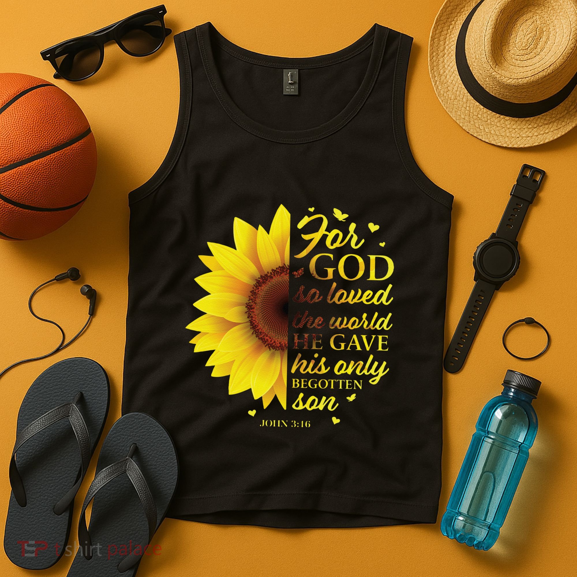 John 316 Sunflower Christian Verses Sayings Religious Her Sweat Tank Top