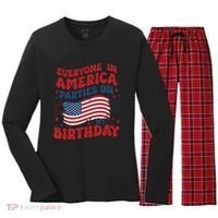 July 4th Birthday Women's Long Sleeve Flannel Pajama Set  thumb 0