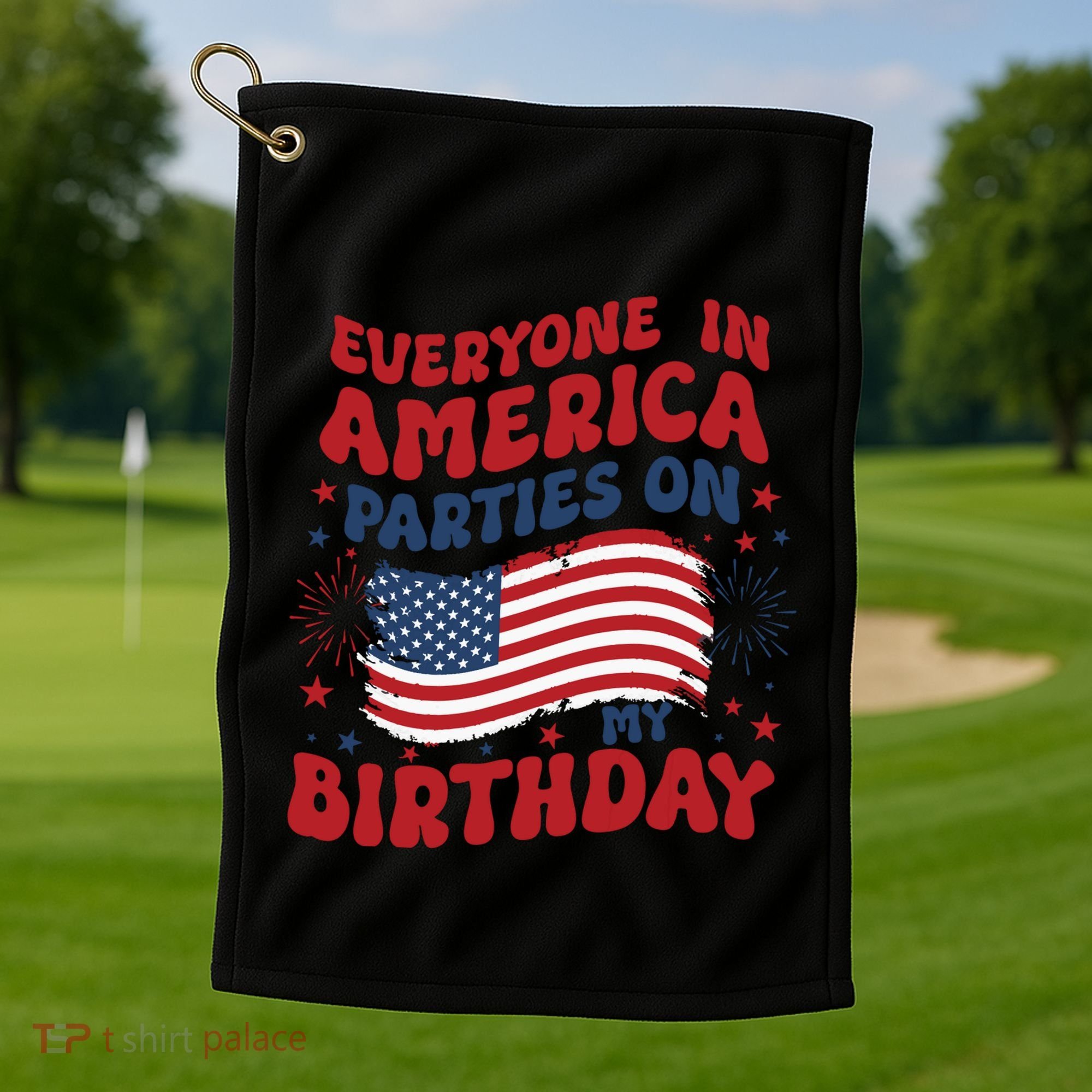 July 4th Birthday Golf Towel