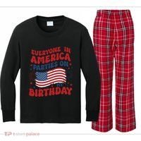 July 4th Birthday Kids Long Sleeve Plaid Pajama Set thumb 0