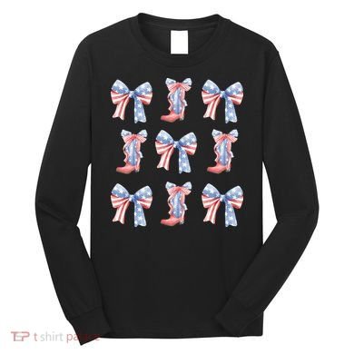 July 4th Coquette Bow America Retro Long Sleeve Shirt