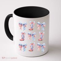 July 4th Coquette Bow America Retro Coffee Mug thumb 0