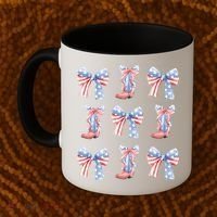July 4th Coquette Bow America Retro Coffee Mug thumb 2